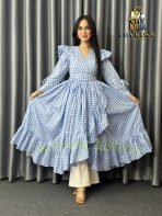 Full Sleeve Ruffle Dress (Sky Blue)